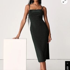Lulu's Shimmering Dark Green Strapless Dress
